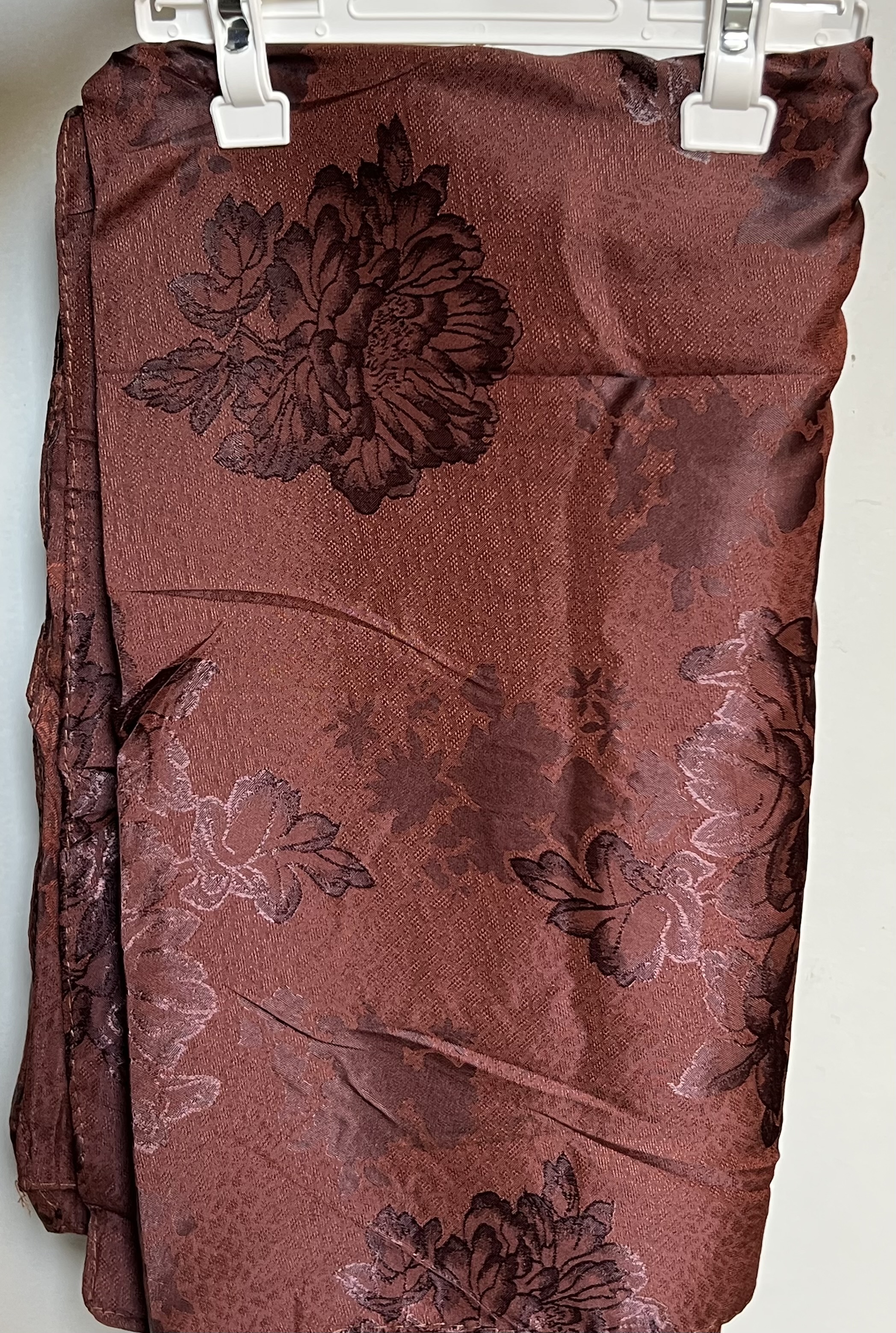Voile soie brocard marron