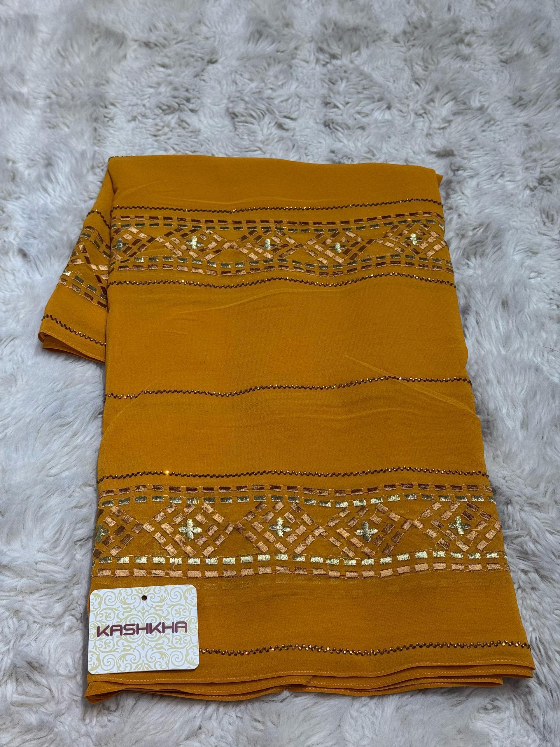 Voile Kashkha jaune moutarde