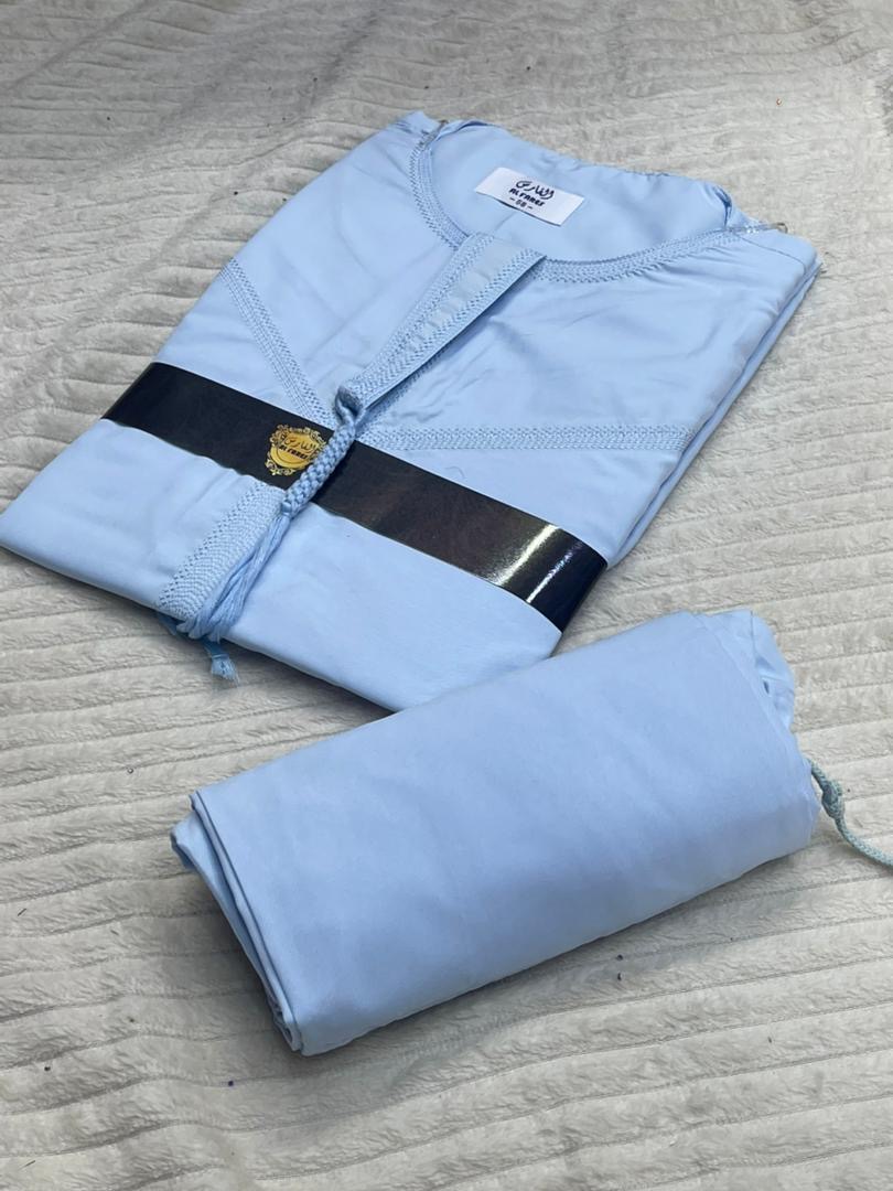 Jalaba avec pantalon bleu claire