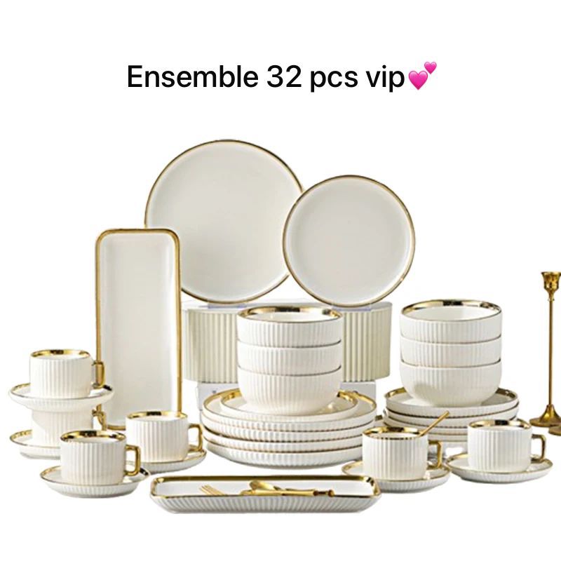 ensemble 32pcs blanc en porcelaine