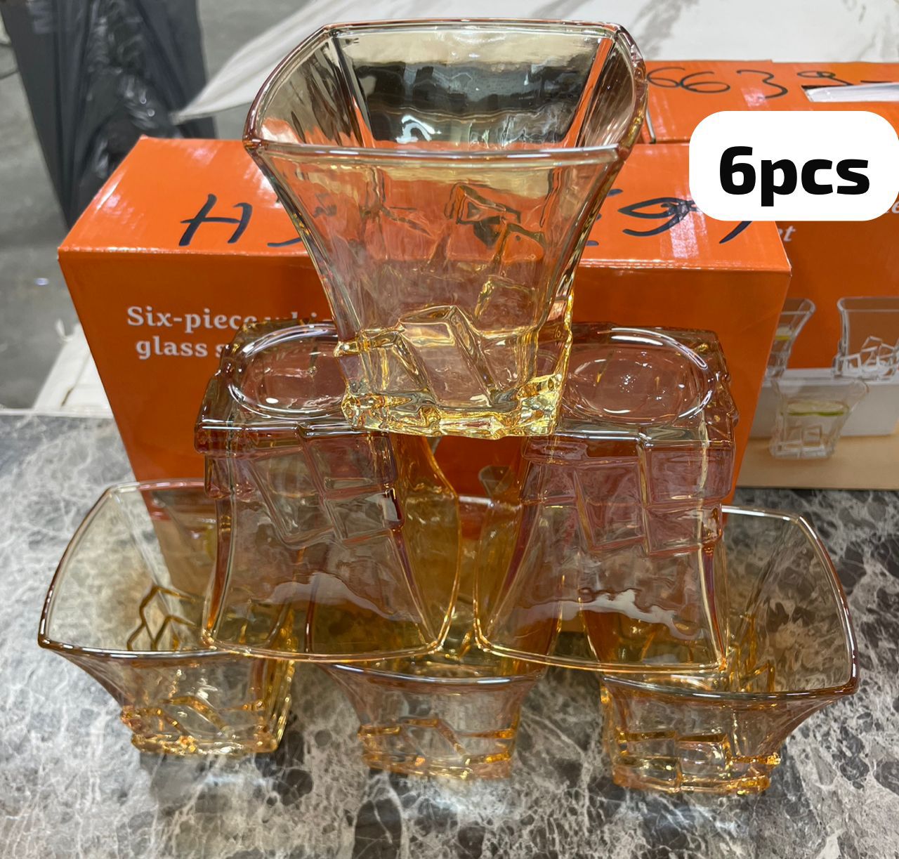 6pcsTasses boissons dorées