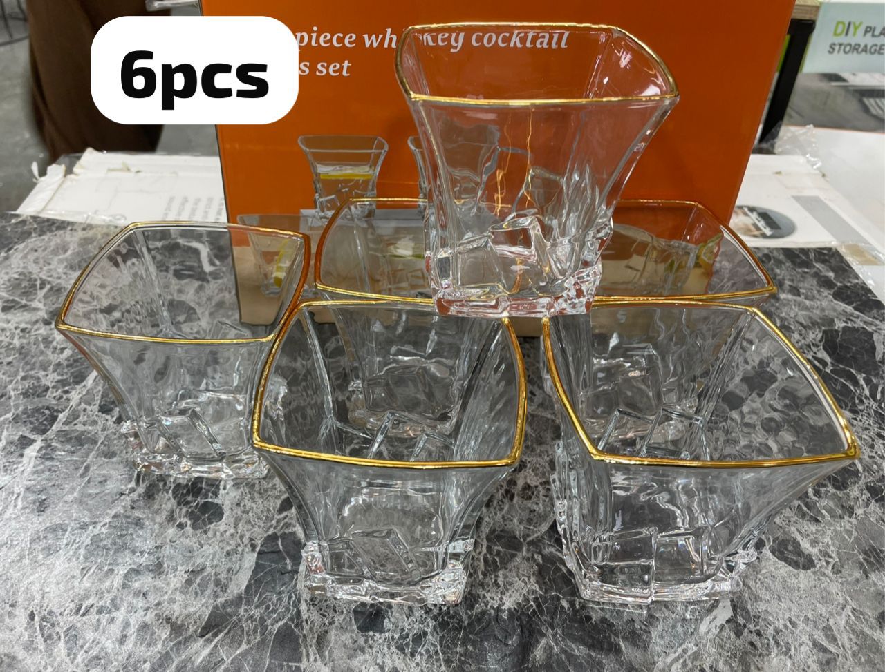6pcs tasses boissons blancs dorés