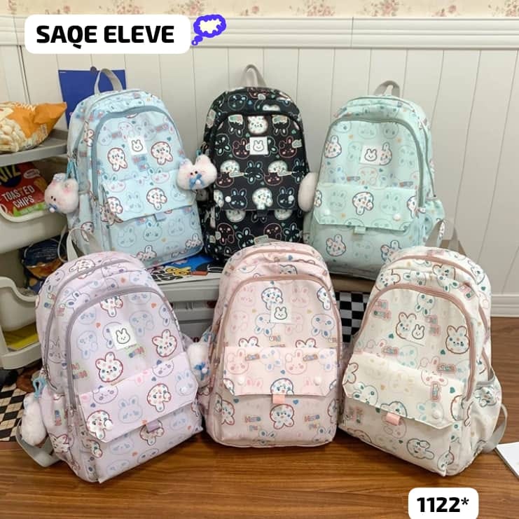 sacs à dos (fond vert, mauve, noir, beige)