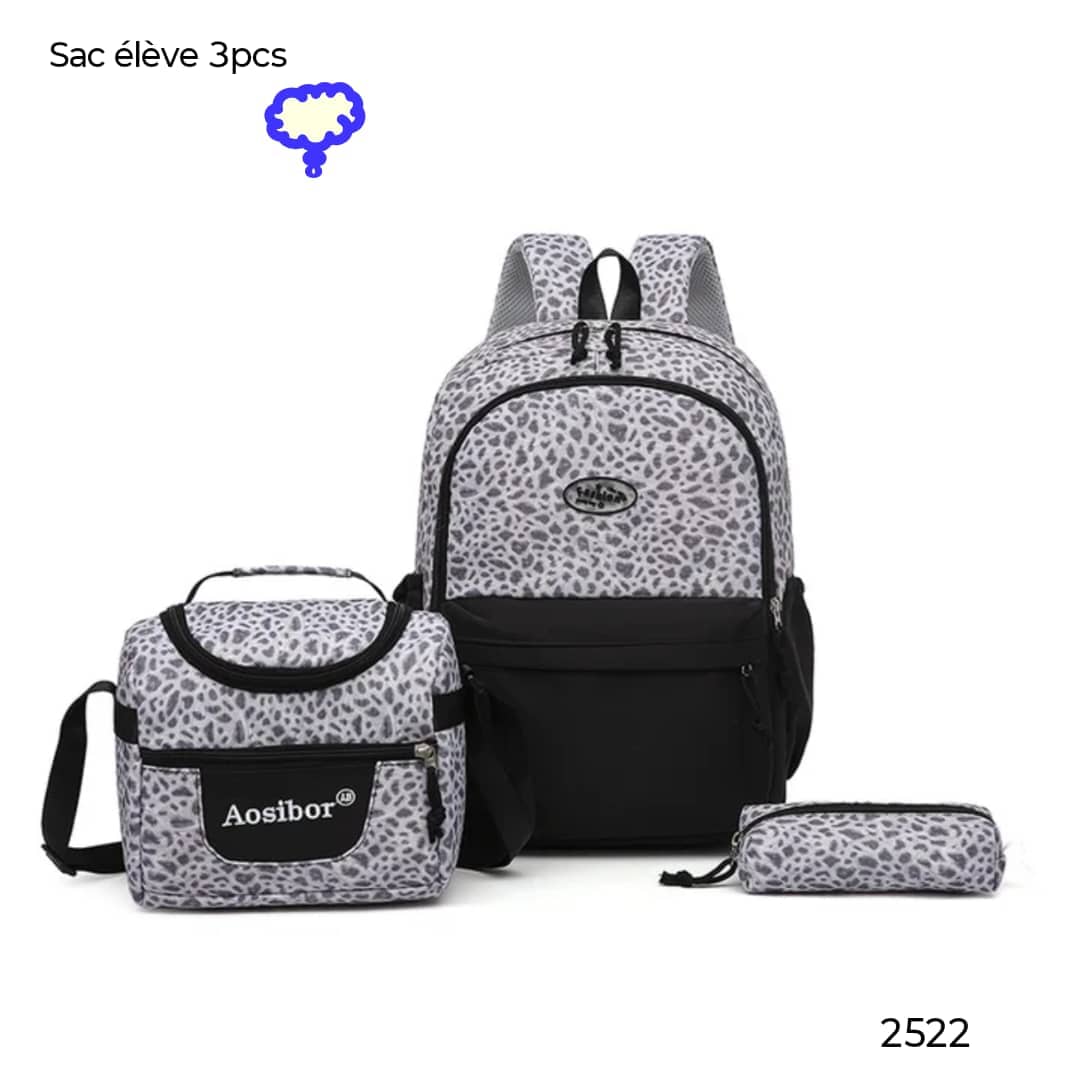 sac adulte 3pcs gris-noir
