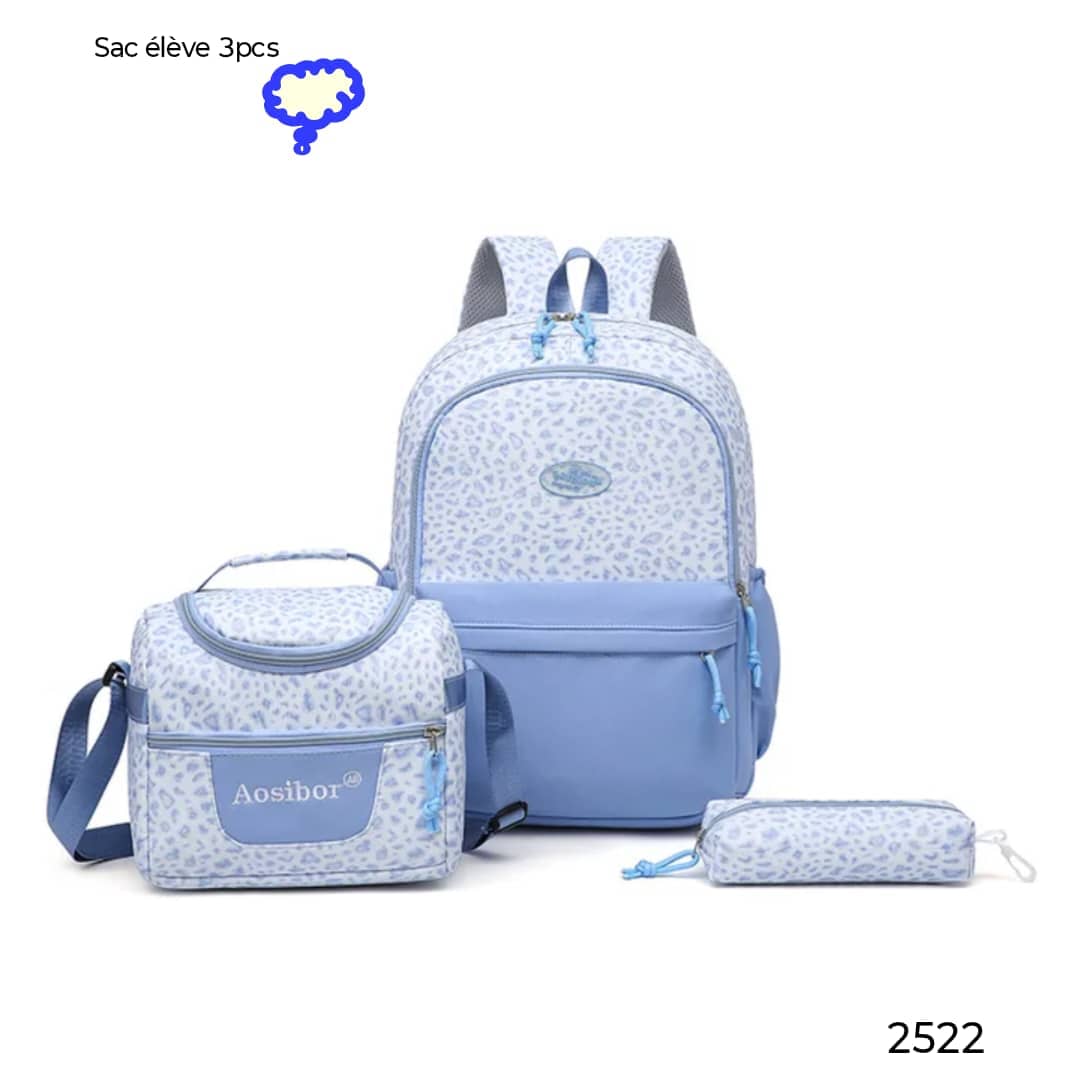 sac adulte 3pcs gris - bleu
