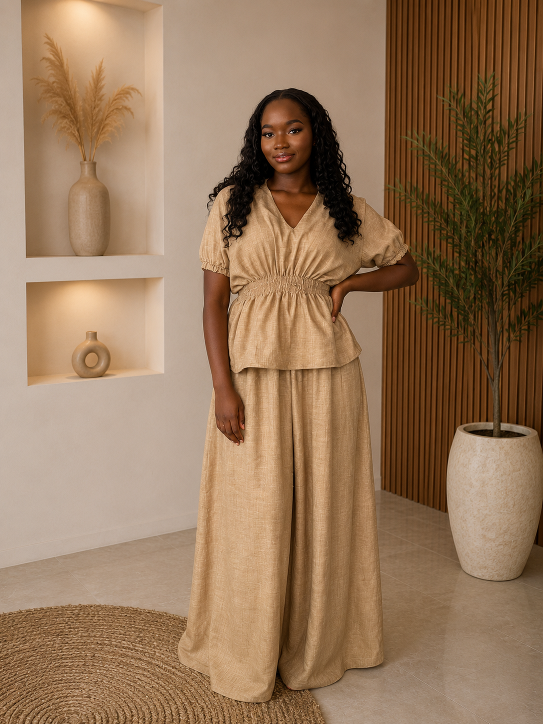Ensemble jupe "MARAME" couleur beige